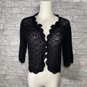 Vintage Y2K crochet cardigan Elegant Black fairy grunge‎ Women's size large boho